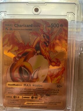 Pokemon Charizard EX MAX Wildfire Holo Card - Gold & Orange Metal plated